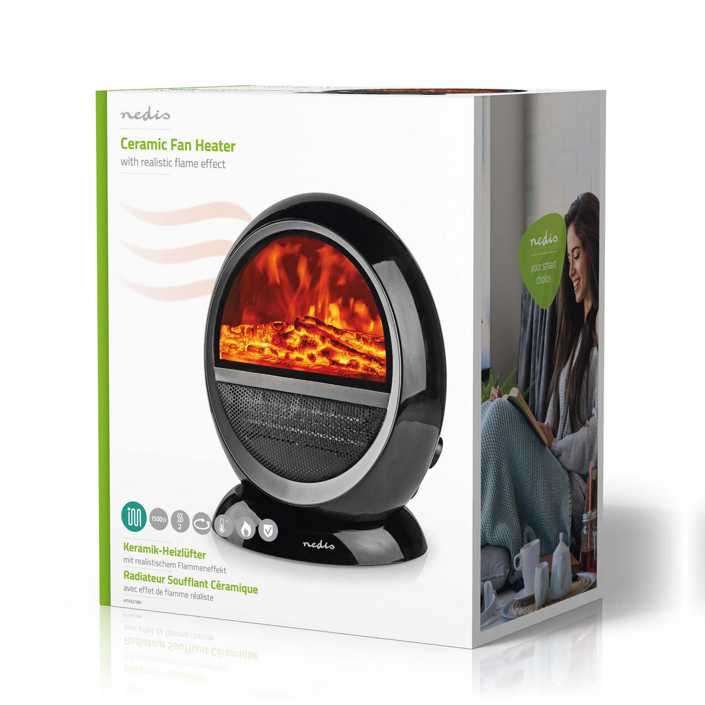 Lämpöpuhallin Nedis keraaminen PTC 1000/1500W säädettävä termostaatti