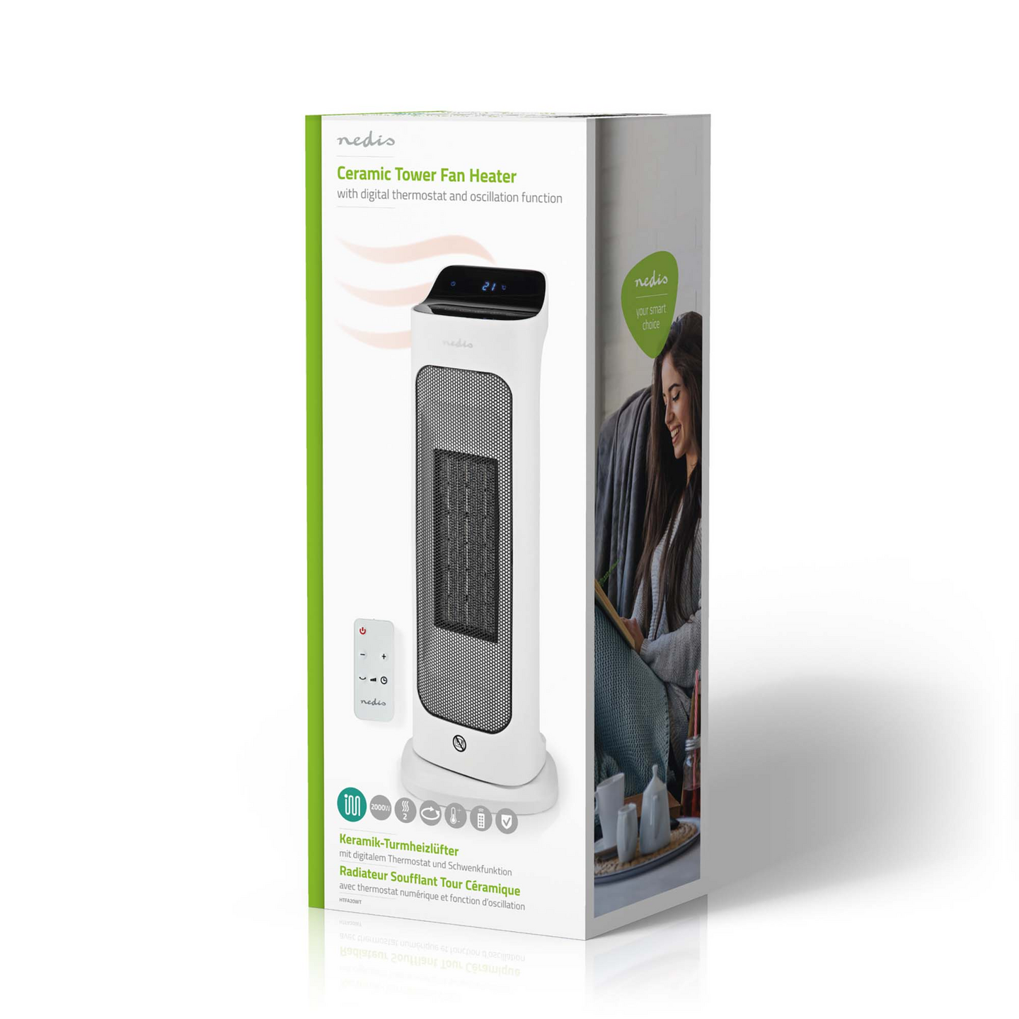 Lämpöpuhallin Nedis keraaminen PTC 1400/2000W säädettävä termostaatti