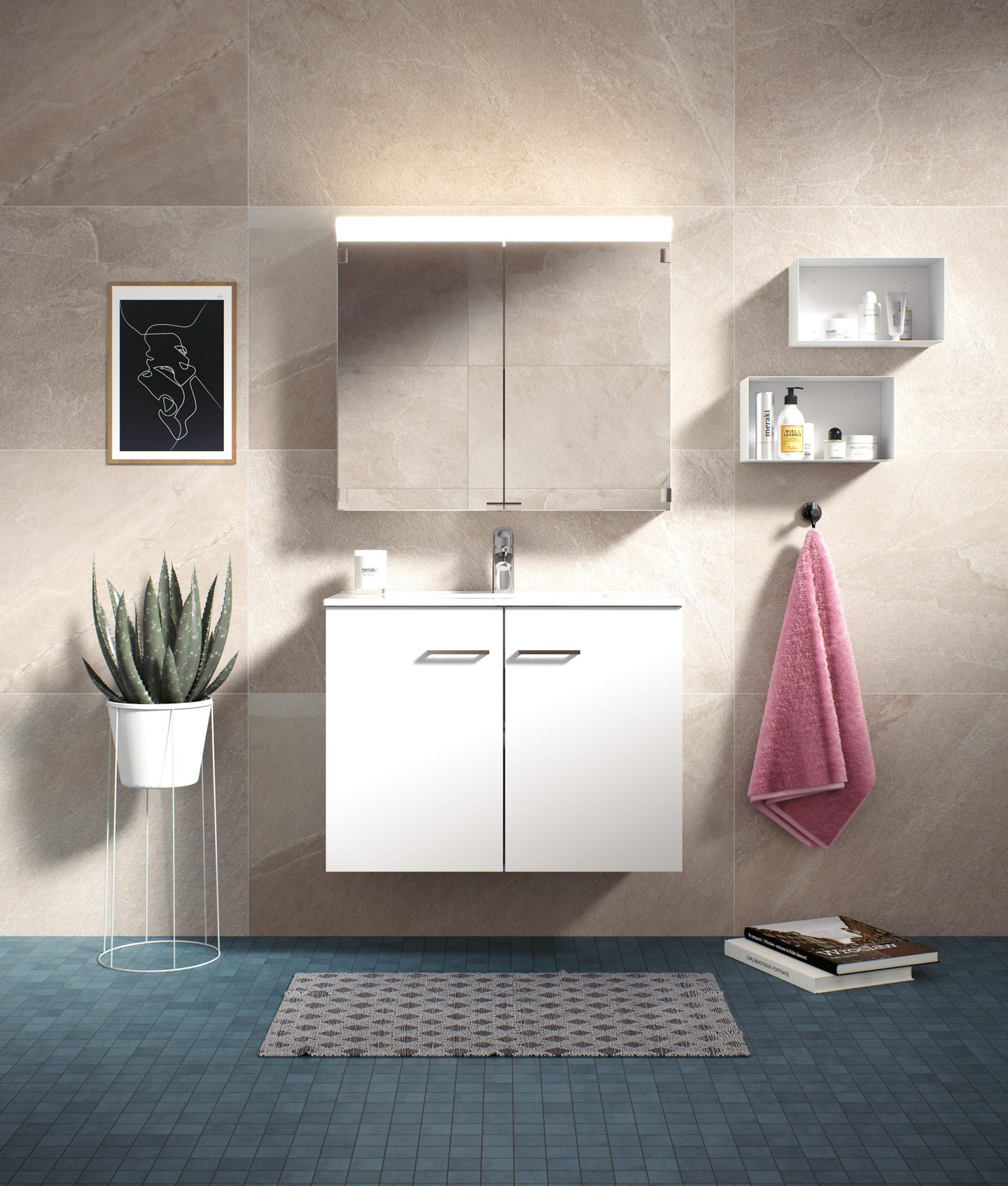 Valaisinpeilikaappi Polaria Lumena led-valo 600 oikea VVS valkoinen