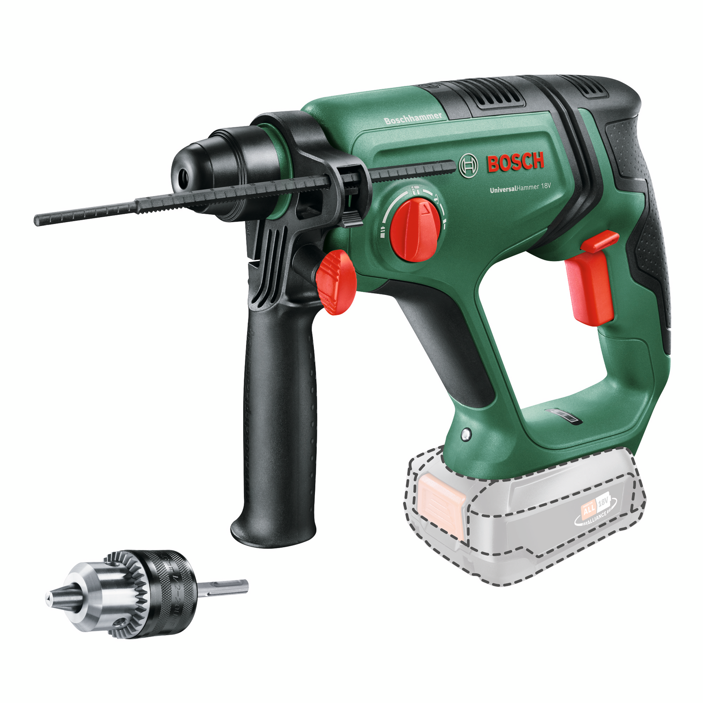 Akkuporavasara Bosch UniversalHammer 18V Solo adapteri