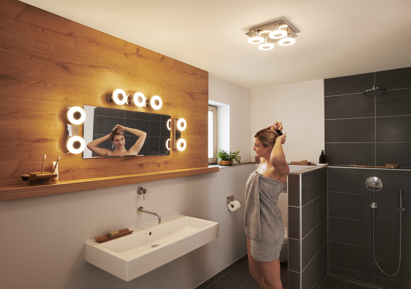 LED-seinävalaisin LEDVANCE SMART+ WiFi Orbis Wave IP44 520mm TW 2100lm kromi