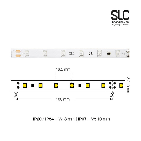 Led-nauha SLC Basic 4,8w/m IP20 3000K 5m 24v