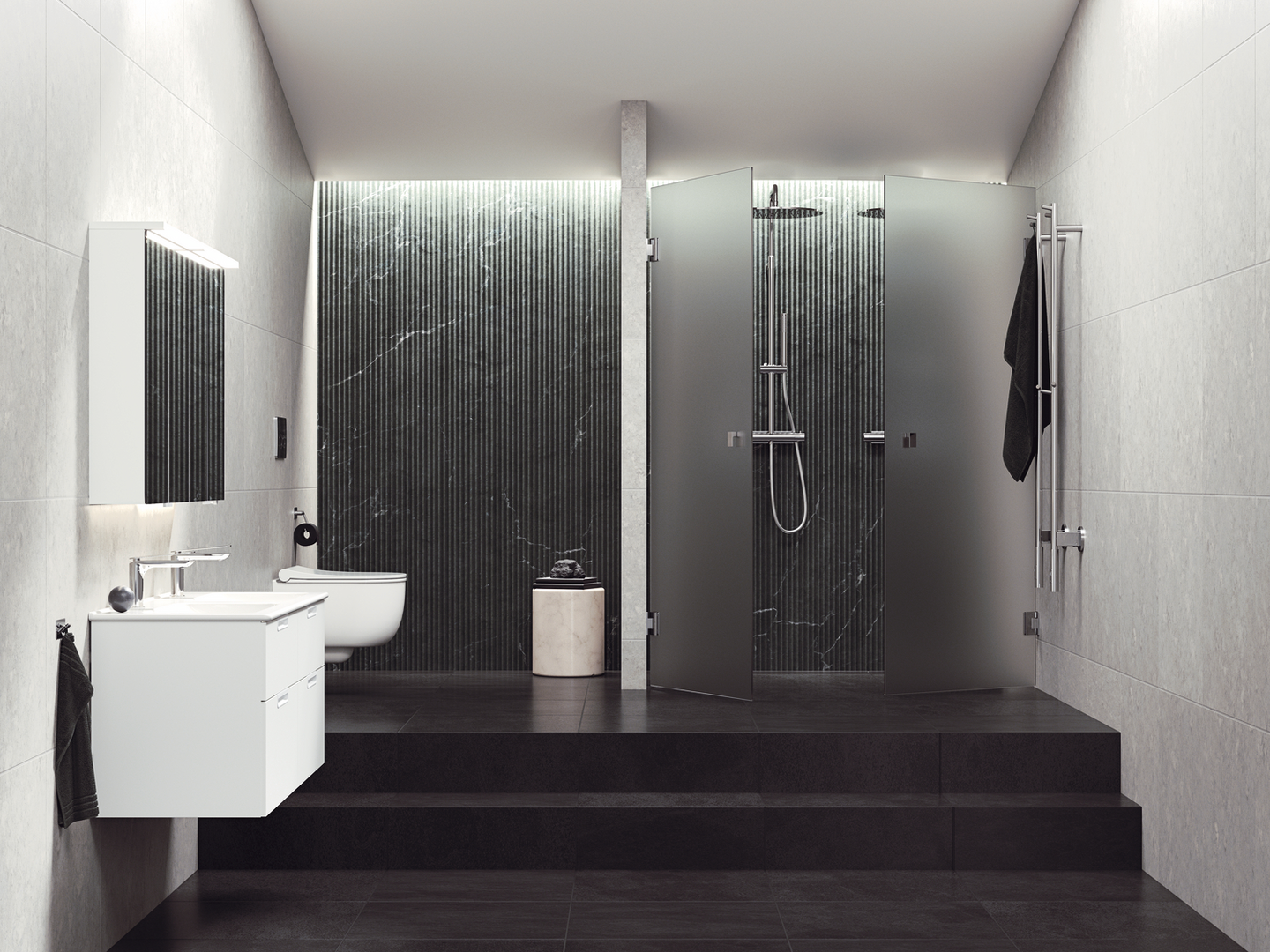 SPEGELSKÅP SVEDBERGS SKURU VIT LED EL 2HYLL TVLJ JFB 121X21X72,5CM