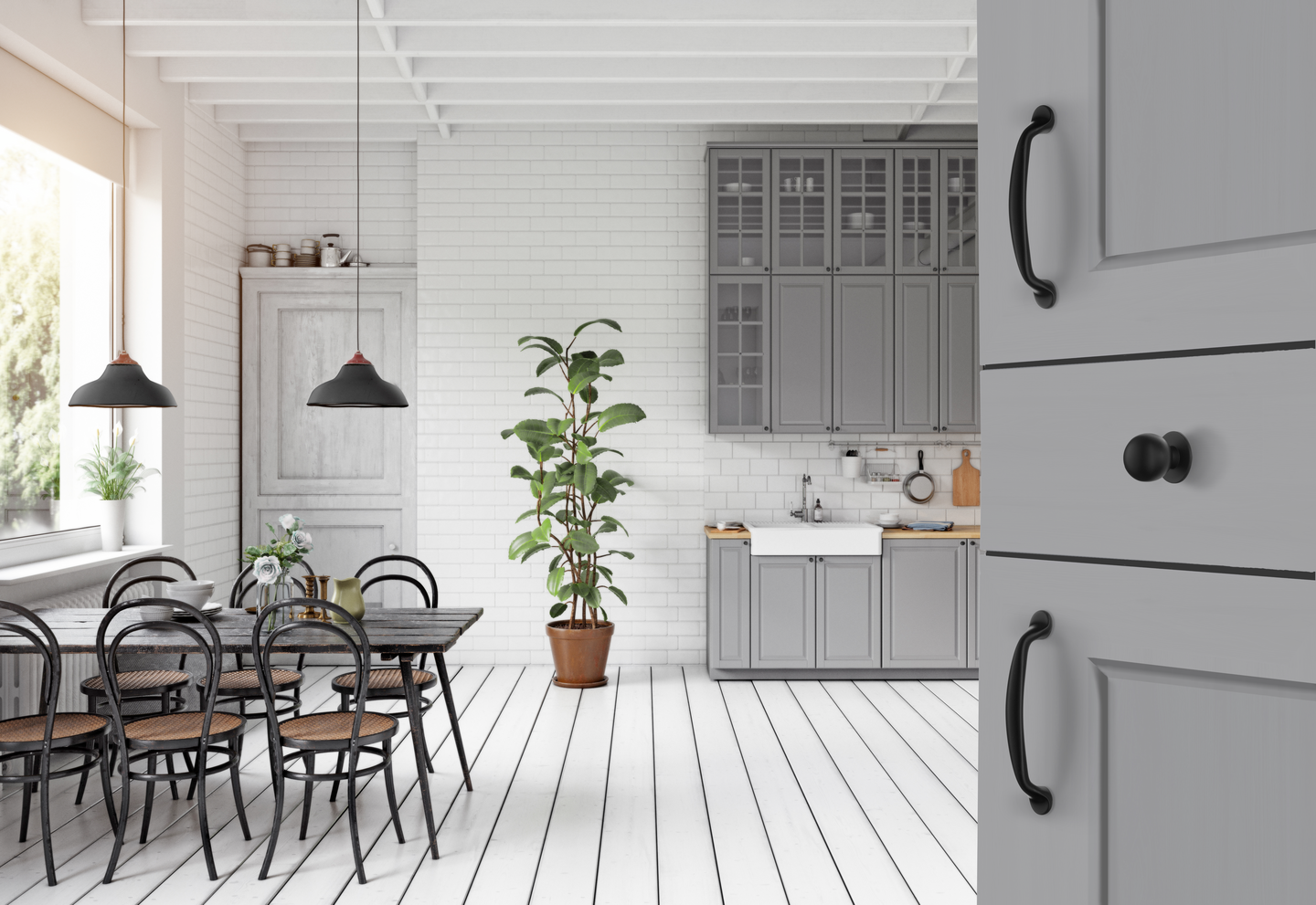 Kalustevedin Beslagsboden BB632 96mm musta sinkki