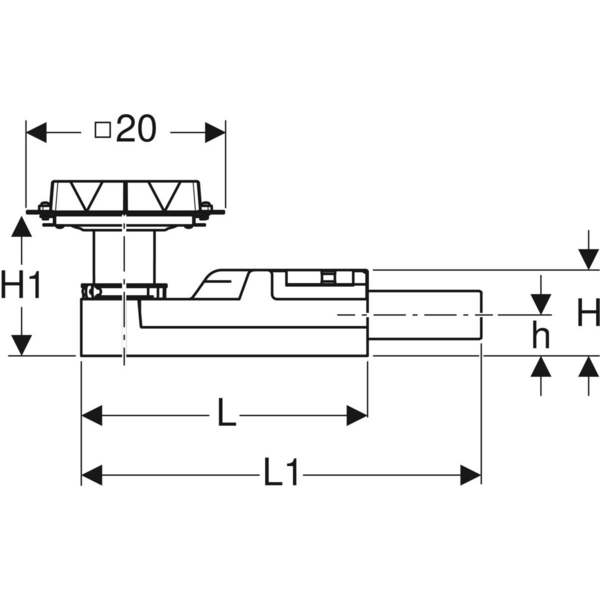 Lattiakaivo vaaka Geberit DN50 kannella 80x80mm
