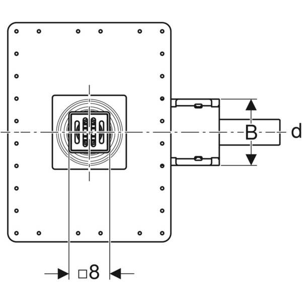 Lattiakaivo vaaka Geberit DN50 kannella 80x80mm