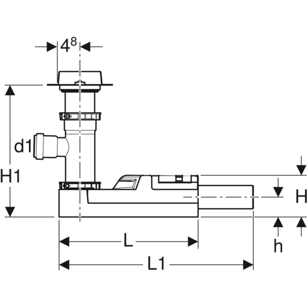 Lattiakaivo Geberit CleanLine DN50 vaaka sivuliitännällä 40mm
