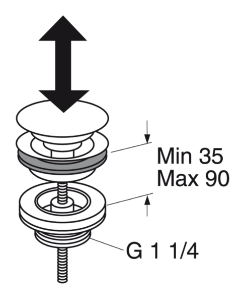 PUSHDOWN VENTIL KROM GUSTAVSBERG TVÄTTSTÄLL/BRÄDDAV