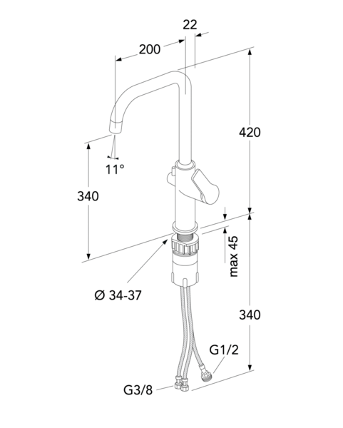 Keittiöhana Gustavsberg Epic ulosvedettävä juoksuputki mattamusta