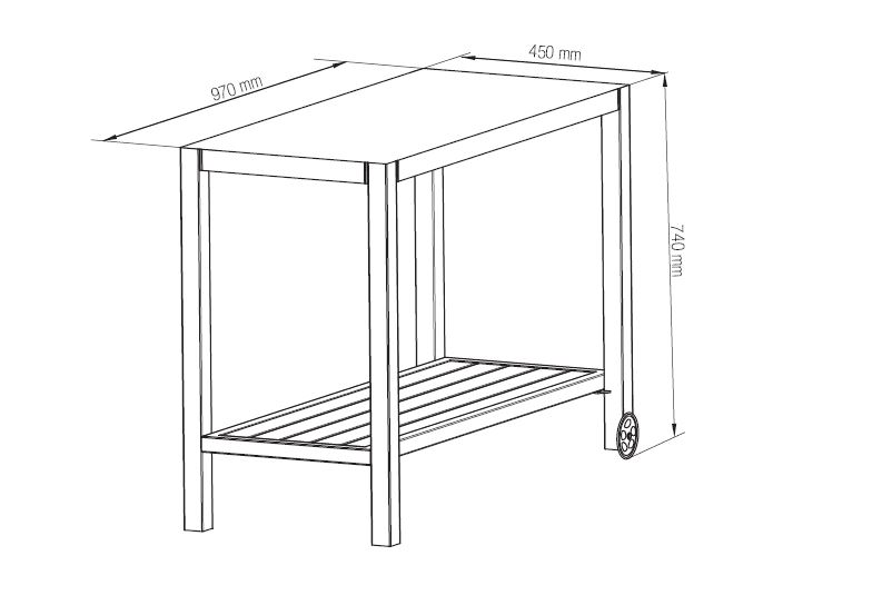 Tarjoiluvaunu Cello Lucca 97x45x74cm