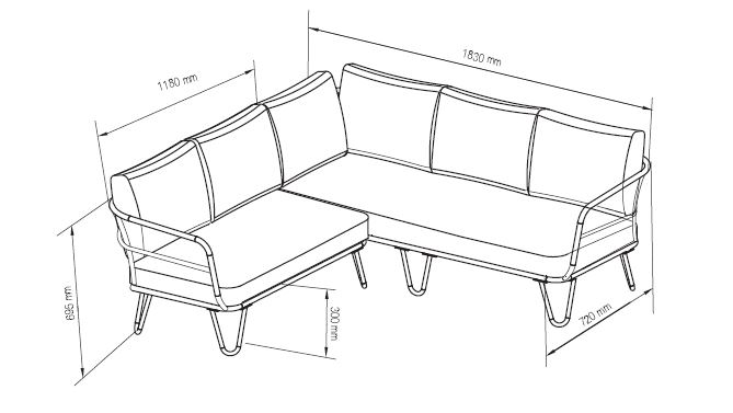 Kulmasohva Cello Bali