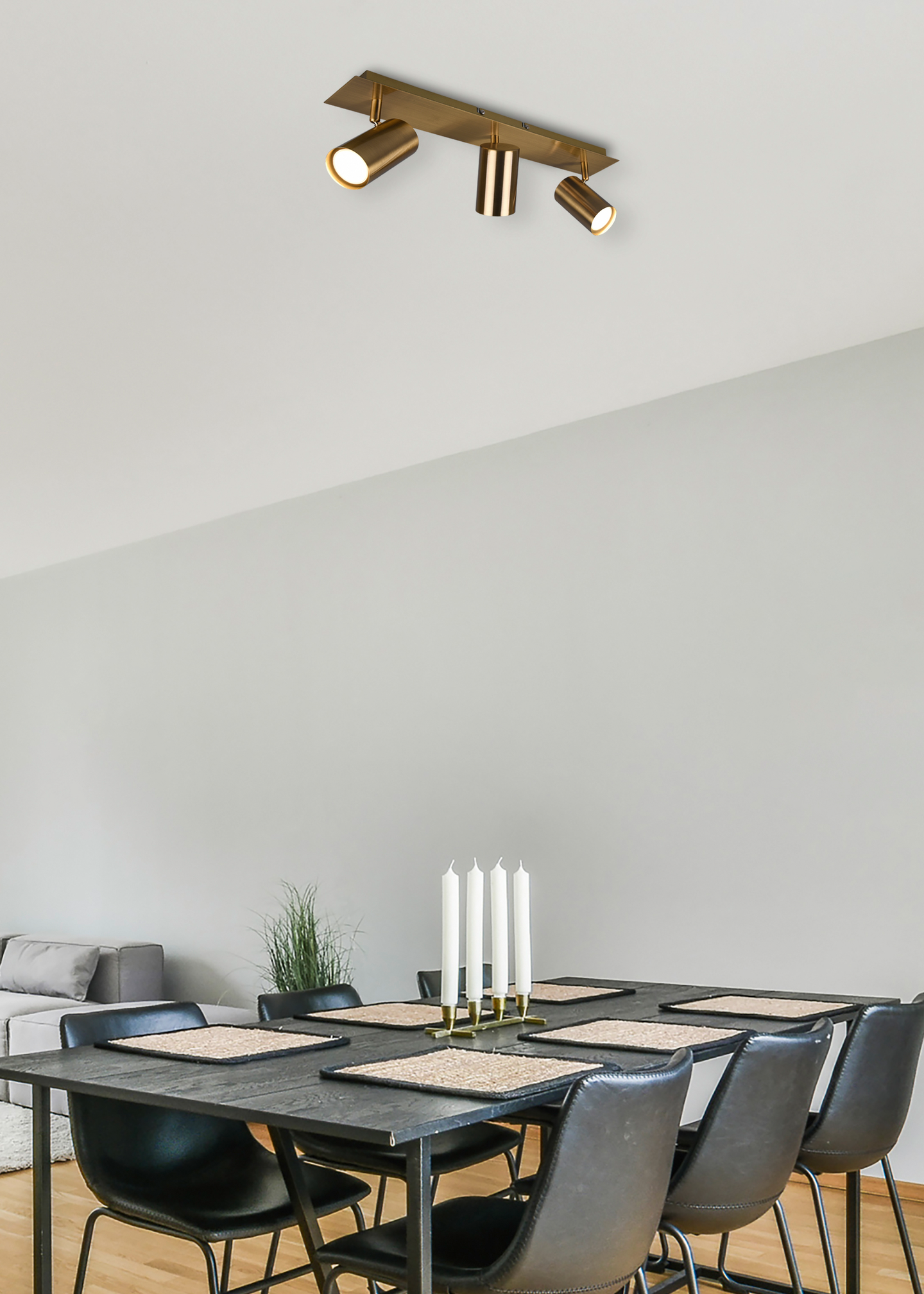 Spotti TRIO Marley GU10 3-osainen antiikkimessinki