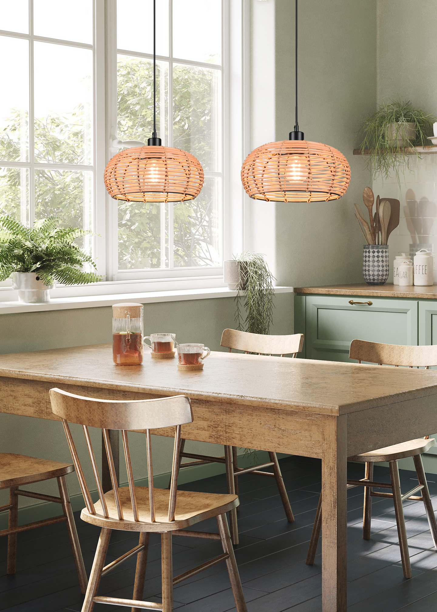 Riippuvalaisin TRIO Inga E27 30cm rottinki