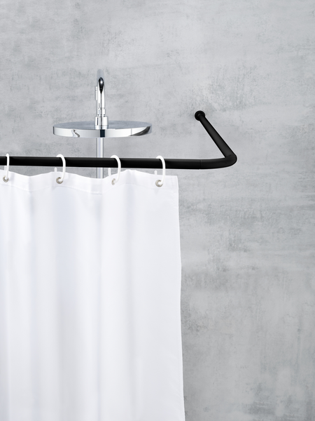 Kulmasuihkuverhotanko Wenko musta muunneltava