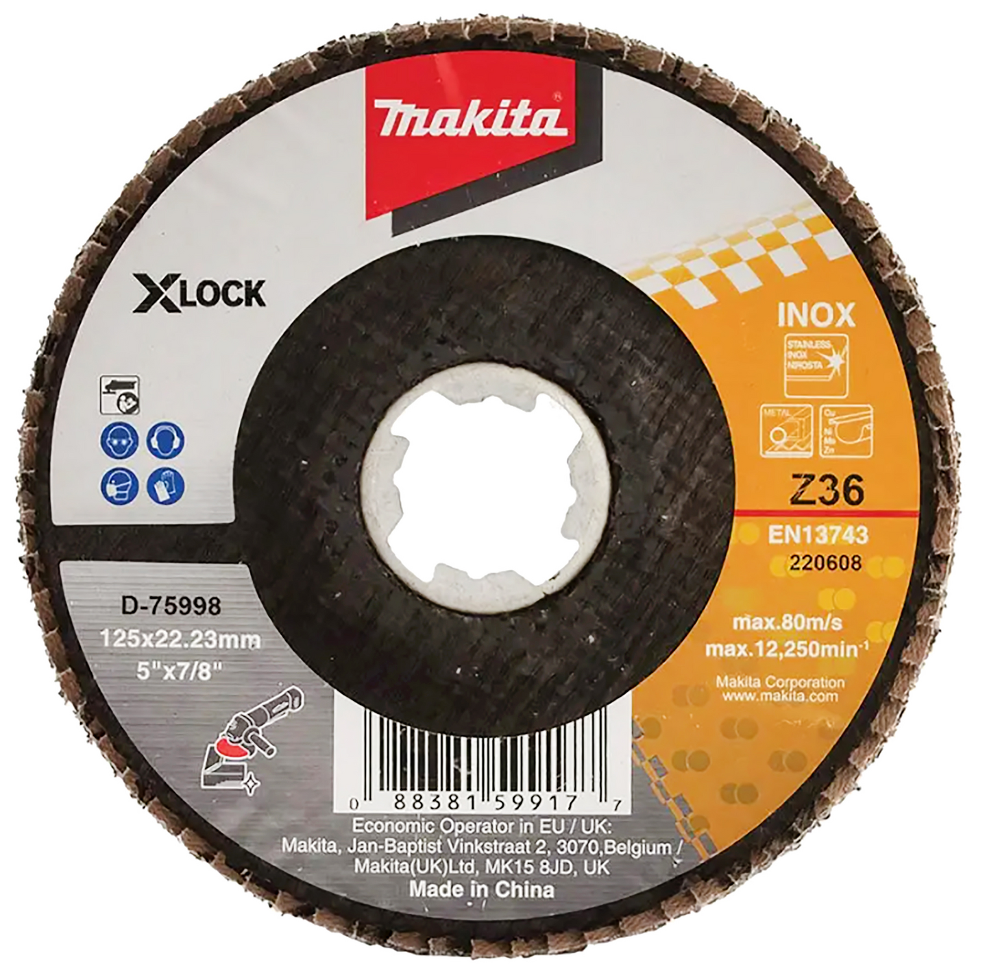 Liuskalaikka Makita X-Lock 125mm K36 rst zirkoniumalumiinioksidi