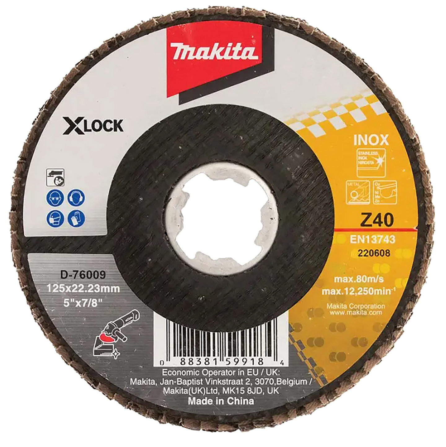 Liuskalaikka Makita X-Lock 125mm K40 rst zirkoniumalumiinioksidi