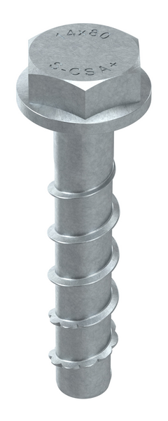 Betoniruuvi Sormat S-CSA HEX+ 14x80/15 SW24 sähkösinkitty 2kpl