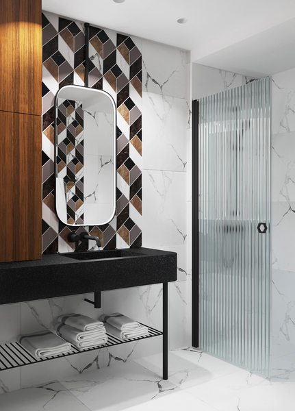 Suihkuseinä Forma 302 kääntyvä 485x2025mm musta/reeded