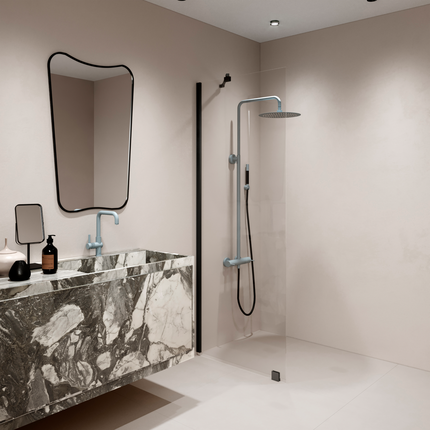 Suihkuseinä Forma 301 kiinteä 580x2025mm musta/kirkas