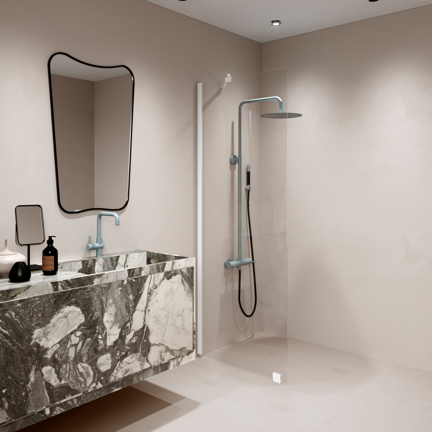 Suihkuseinä Forma 301 kiinteä 480x2025mm valkoinen/kirkas