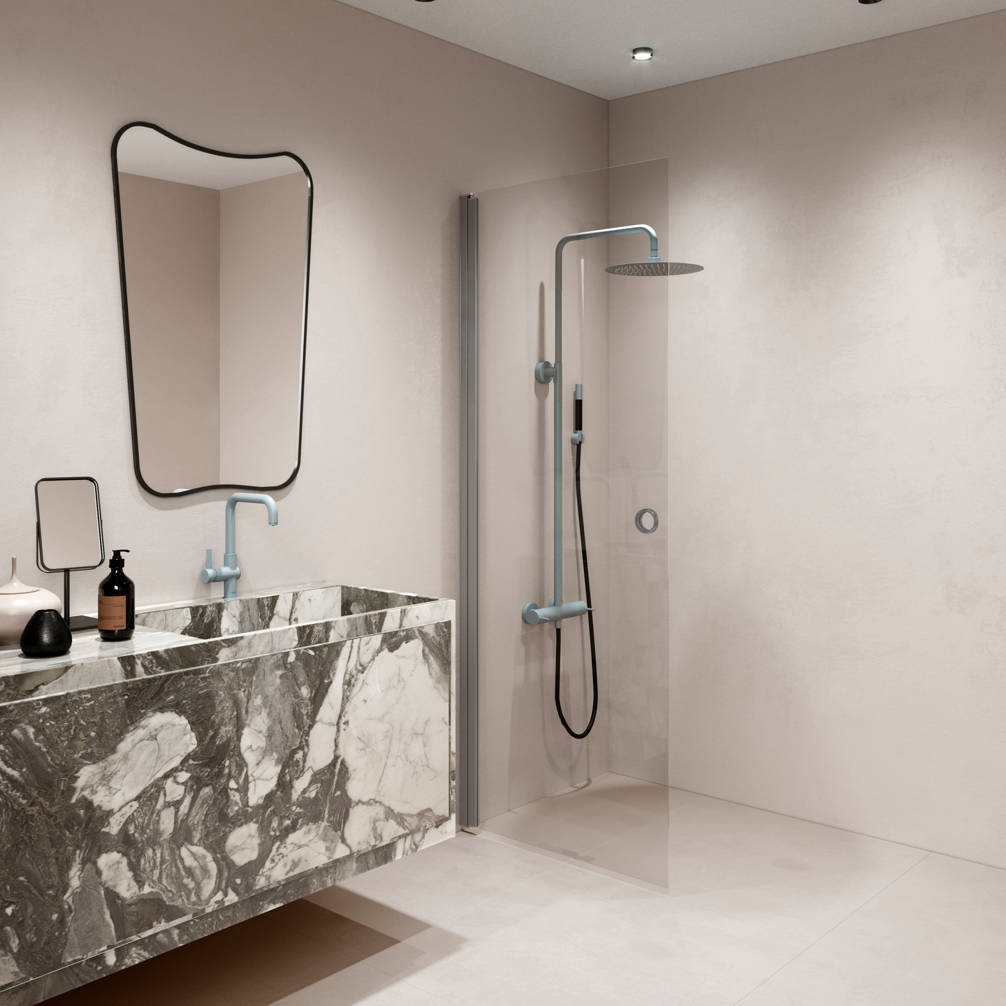 Suihkuseinä Forma 302 kääntyvä 485x2025mm harmaa/kirkas