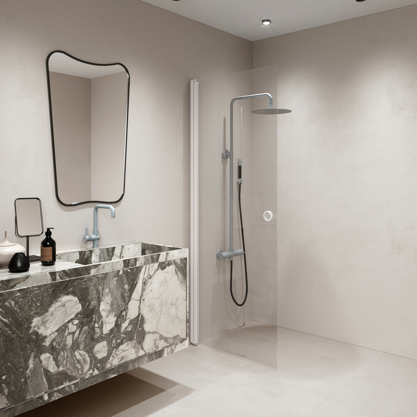 Suihkuseinä Forma 302 kääntyvä 485x2025mm valkoinen/kirkas