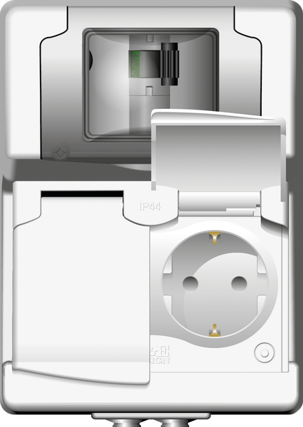 Vikavirtapistorasia Norwesco Protector II 16A IP44 valkoinen