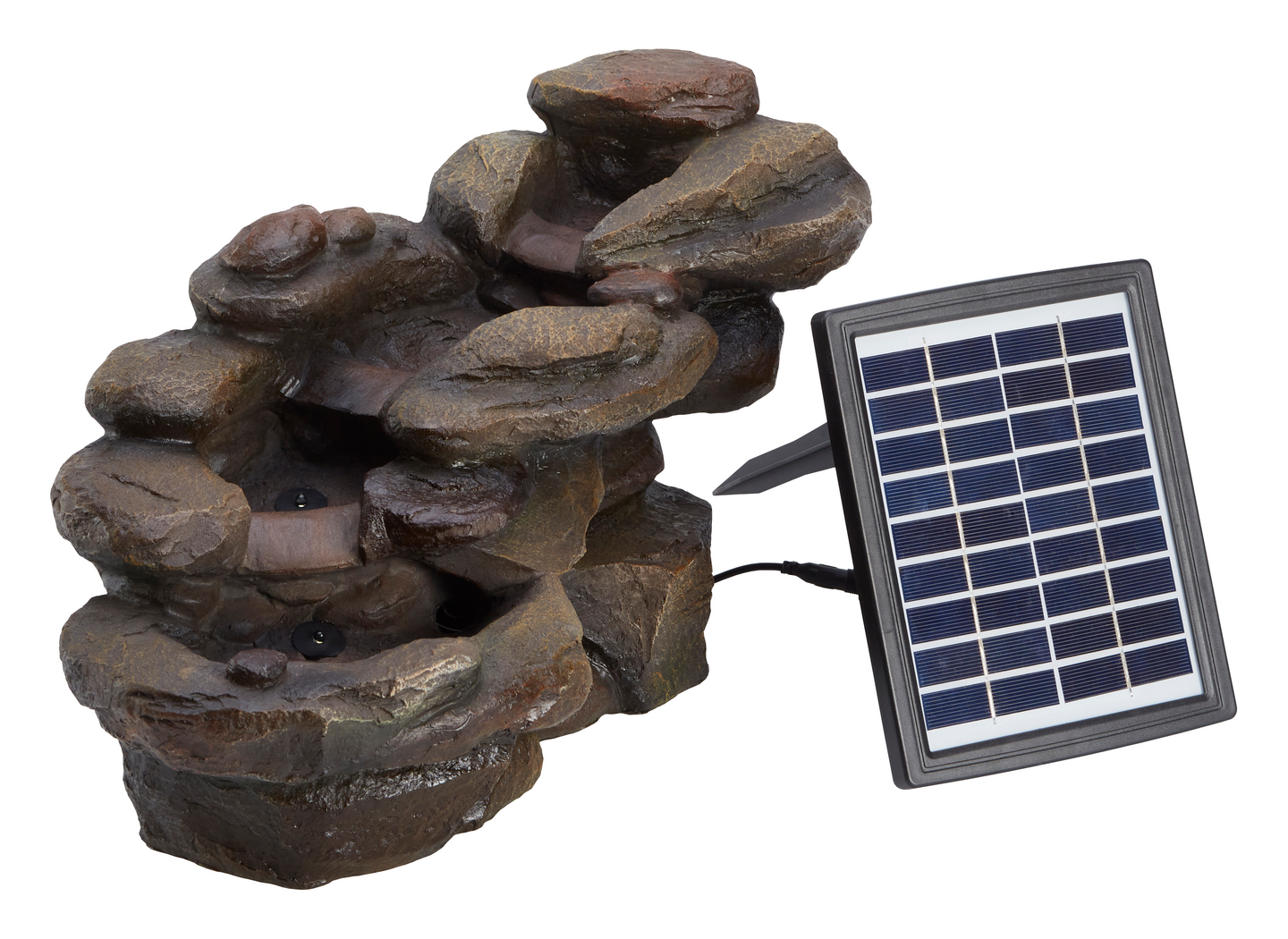 Suihkulähde Cello Puro led valoilla, aurinkopaneelilla ja akulla