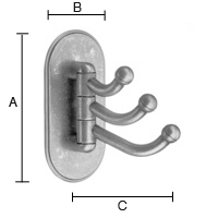 Kääntyvä kolmoiskoukku Beslagsboden tarrakiinnitys BG1123 tinattu