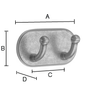 Kaksoiskoukku Beslagsboden tarrakiinnitys BG1121 tinattu