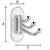 Kääntyvä kolmoiskoukku Beslagsboden tarrakiinnitys BK1123 kiillotettu kromi