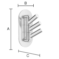 Kolmoiskoukku Beslagsboden kääntyvä BK1023 tarrakiinnitteinen kiillotettu rst