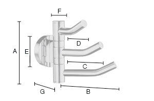 Kääntyvä kolmoiskoukku Smedbo Home HK327 kiiltävä