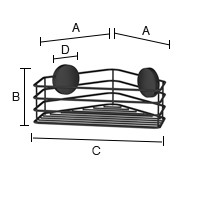 Suihkukori Beslagsboden  BB1201 tarrakiinnitys kulmakori mattamusta ruostumaton