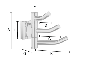 Kolmoiskoukku Smedbo House RK327 kääntyvä. Kiiltävä kromi