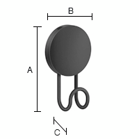 Koukku Beslagsboden BB355 tarrakiinnitys musta ruostumaton