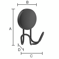Kaksoiskoukku Beslagsboden BB356 tarrakiinnitys musta ruostumaton