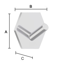 Koukku Beslagsboden tarrakiinnitys BK1160 hexagon kiiltävä kromi