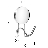 Kaksoiskoukku Beslagsboden BK356 tarrakiinnitys kiiltävä ruostumaton teräs