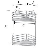 Suihkukori Beslagsboden BB1203 kaksoiskulmakori tarrakiinnitys mattamusta rst