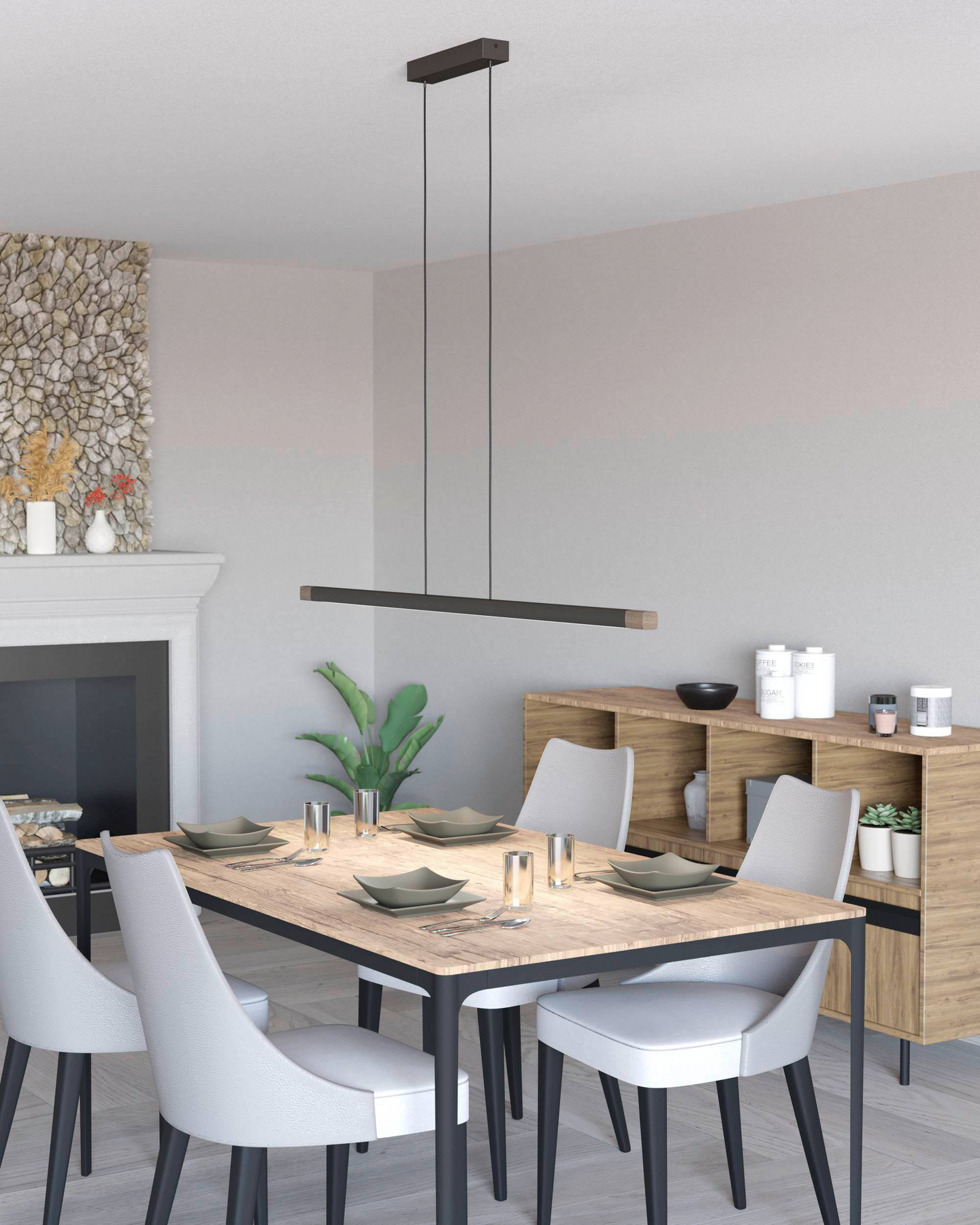 Riippuvalaisin EGLO Lisciana led 22W 126x3,5cm puu/harmaa/valkoinen