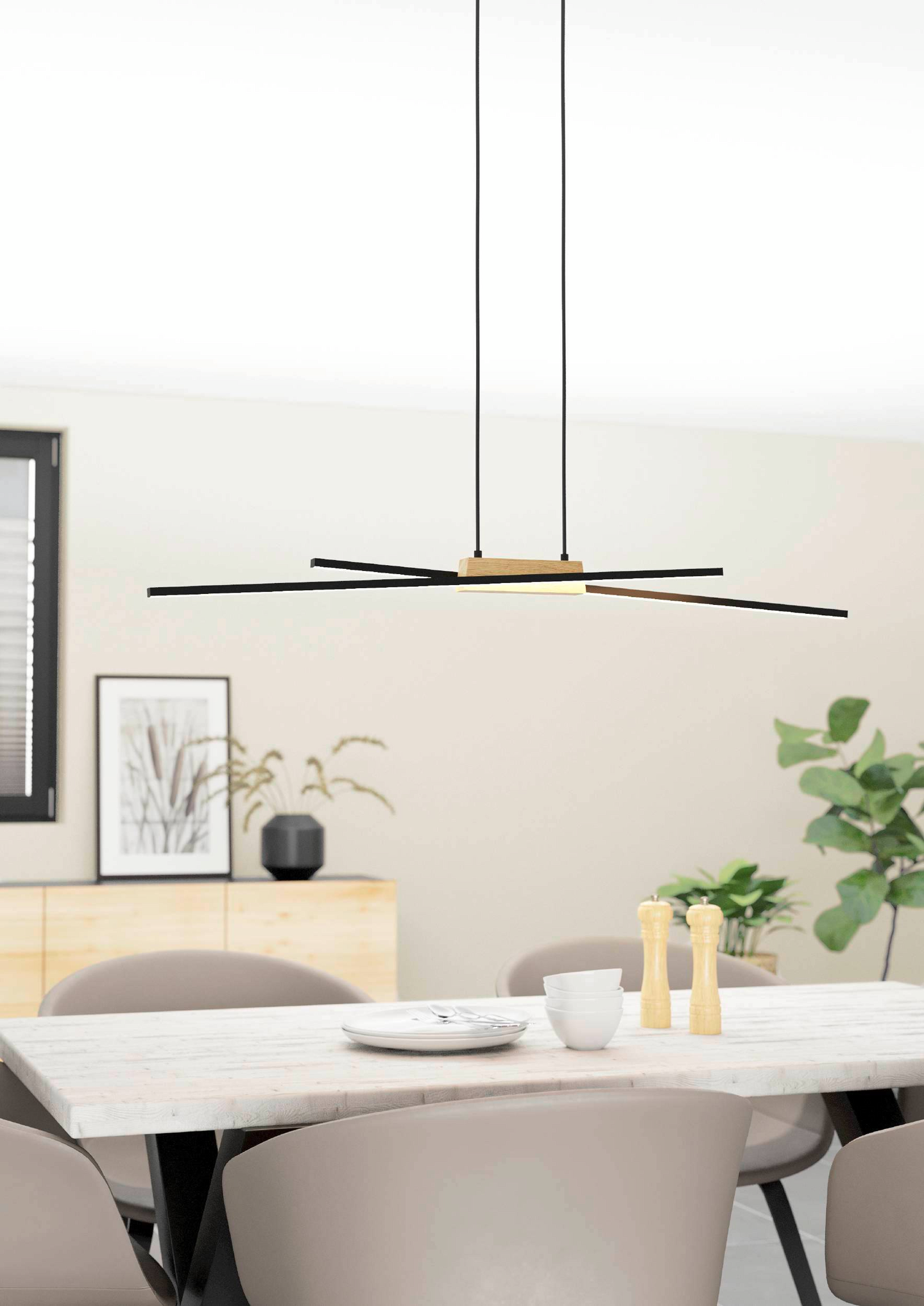 Riippuvalaisin EGLO Panagria led 2x13W 93,5x7,5cm musta/puu