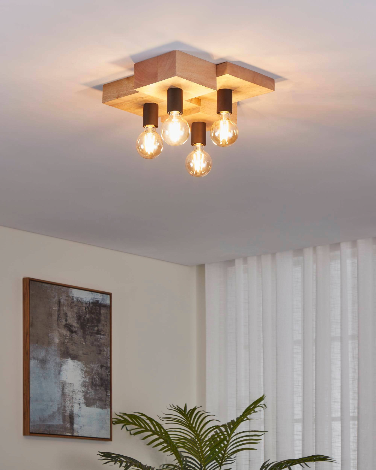 Kattovalaisin EGLO Halkin 4-osainen 4x40W 40x43cm puu/musta