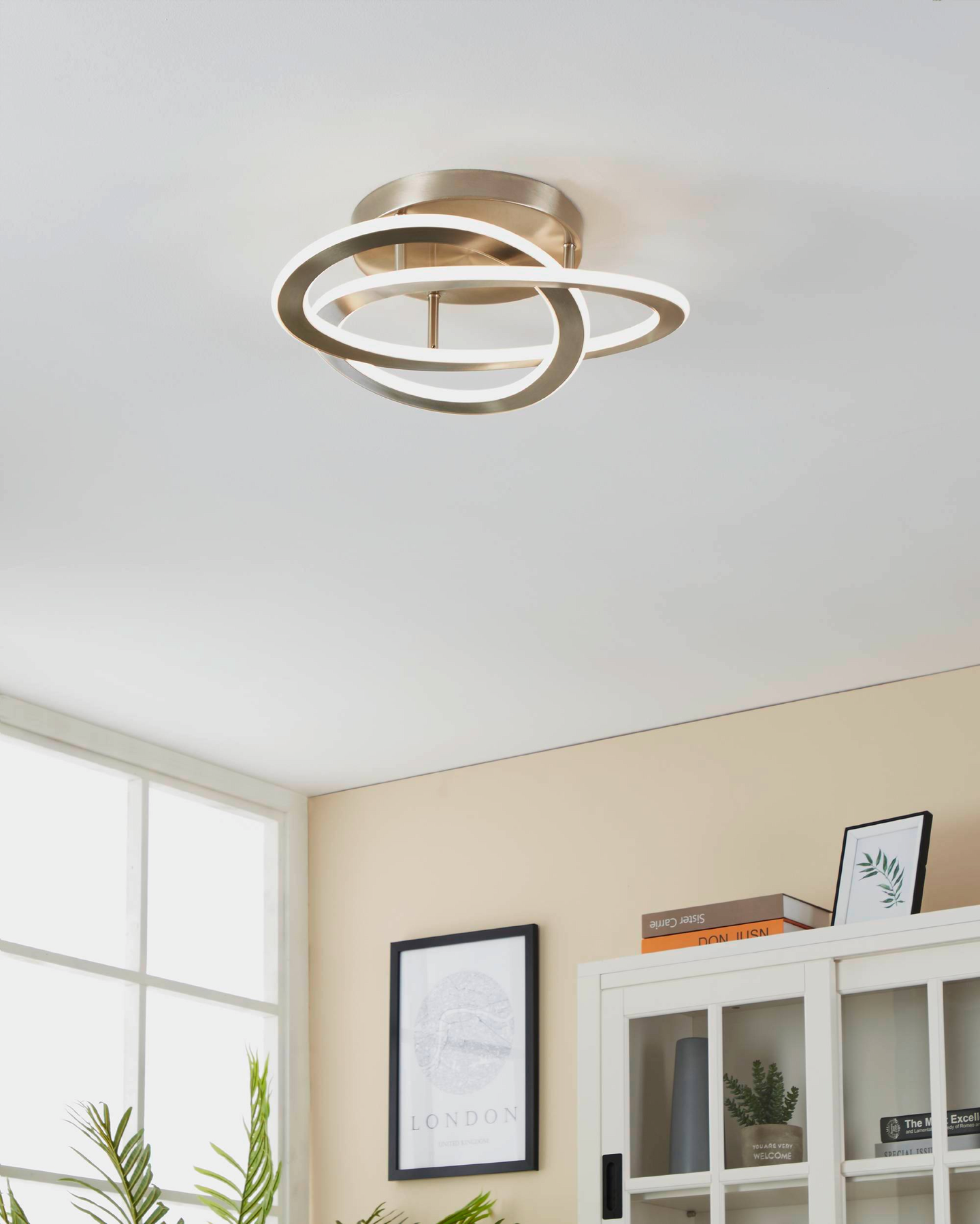 Kattovalaisin EGLO Rolimare led 35W 42x40cm satiininikkeli/valkoinen