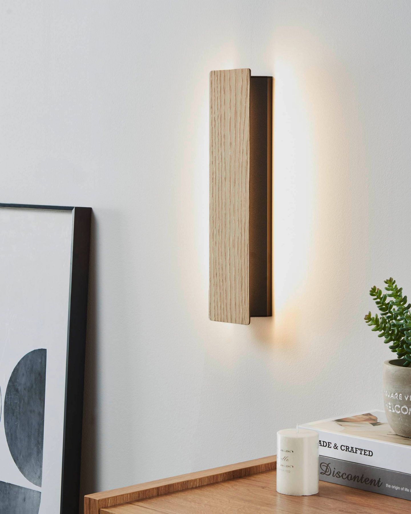 Seinävalaisin EGLO Zubialde led 12W 36x8cm puu/musta