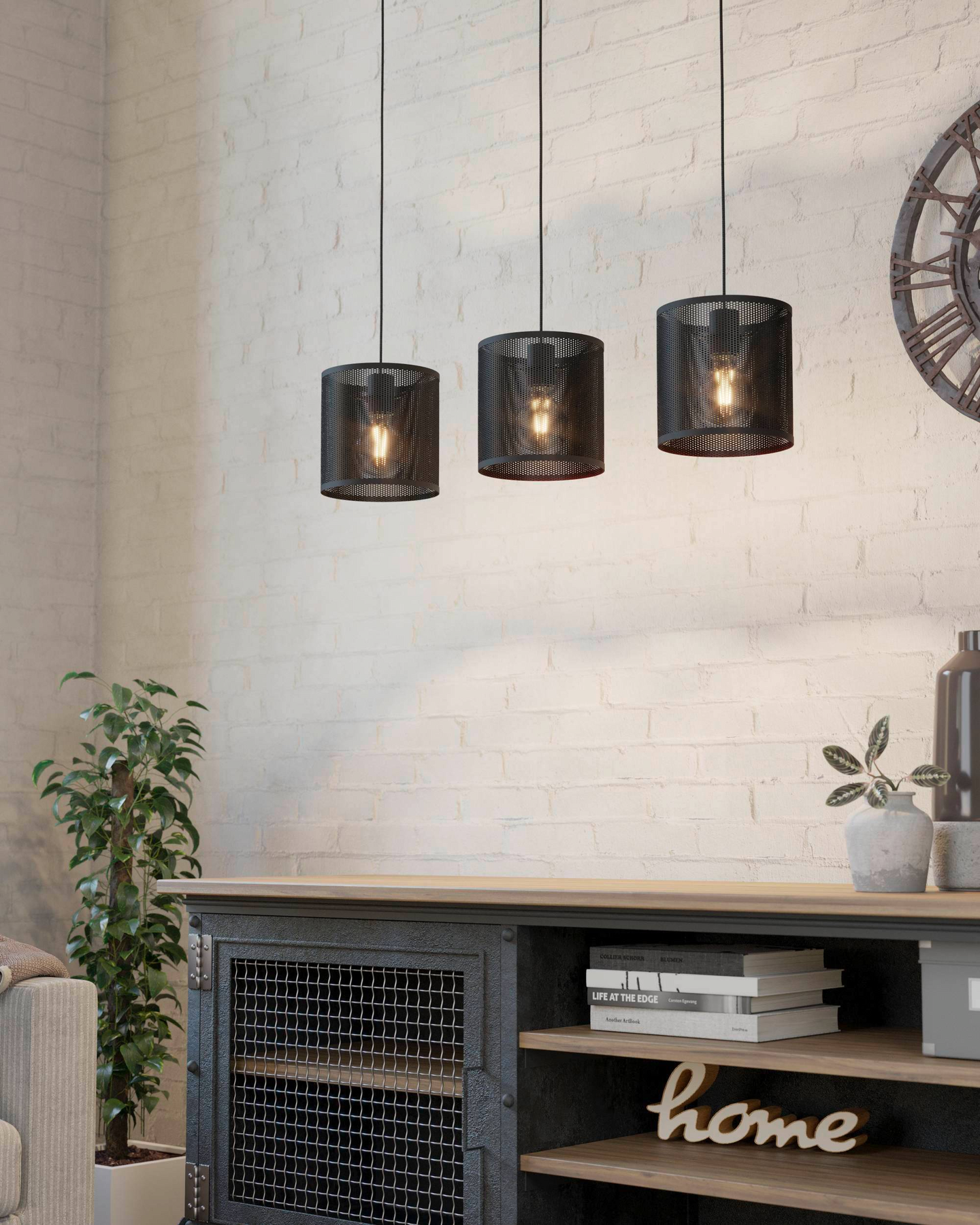 Riippuvalaisin EGLO Manby 3-osainen 3x40W 90x20cm musta