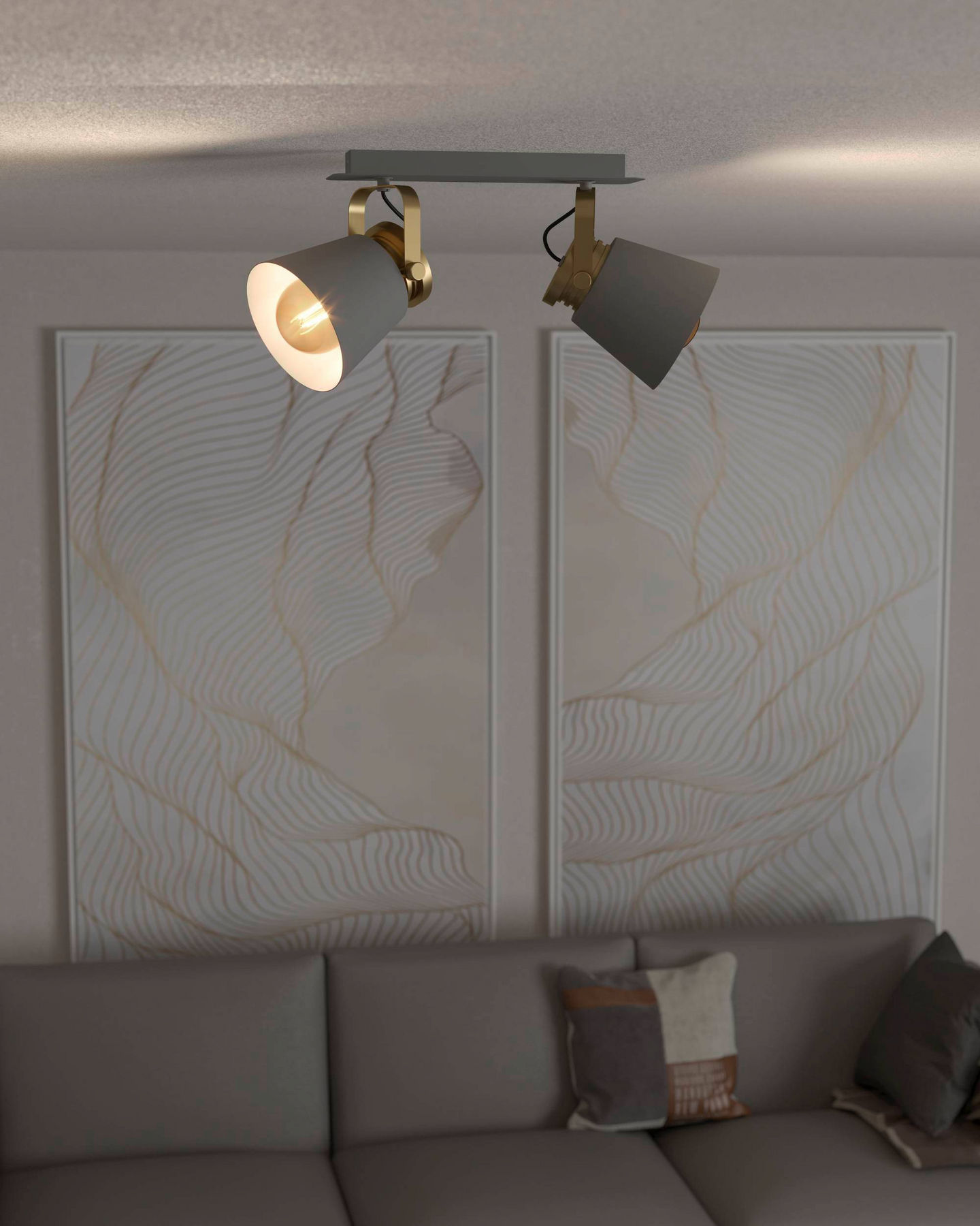 Spottivalaisin EGLO Twicken 2-osainen 2x40W 37x20,5cm harmaa/kulta