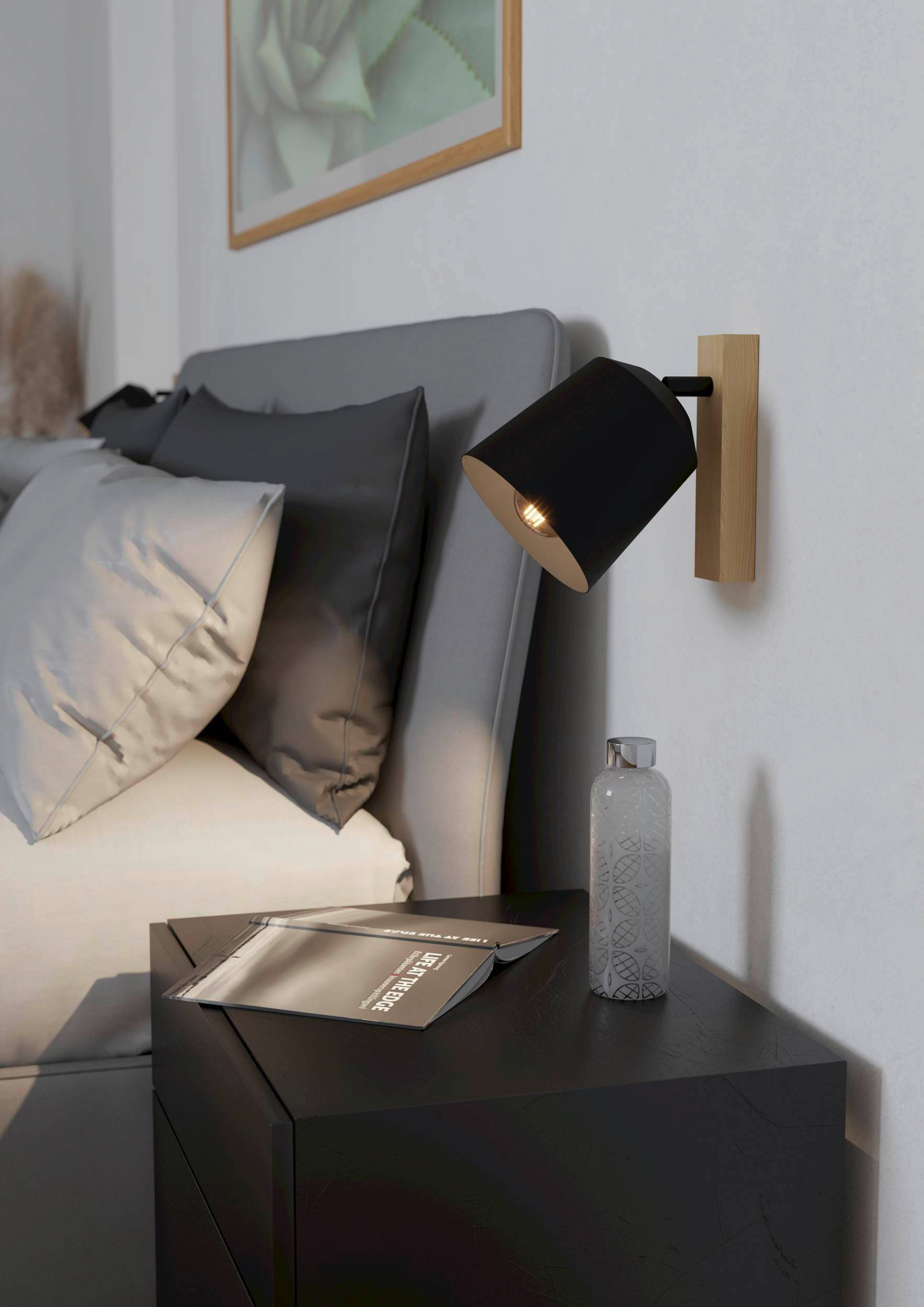 Seinävalaisin EGLO Cotorro 25W 14,5x23cm musta/puu