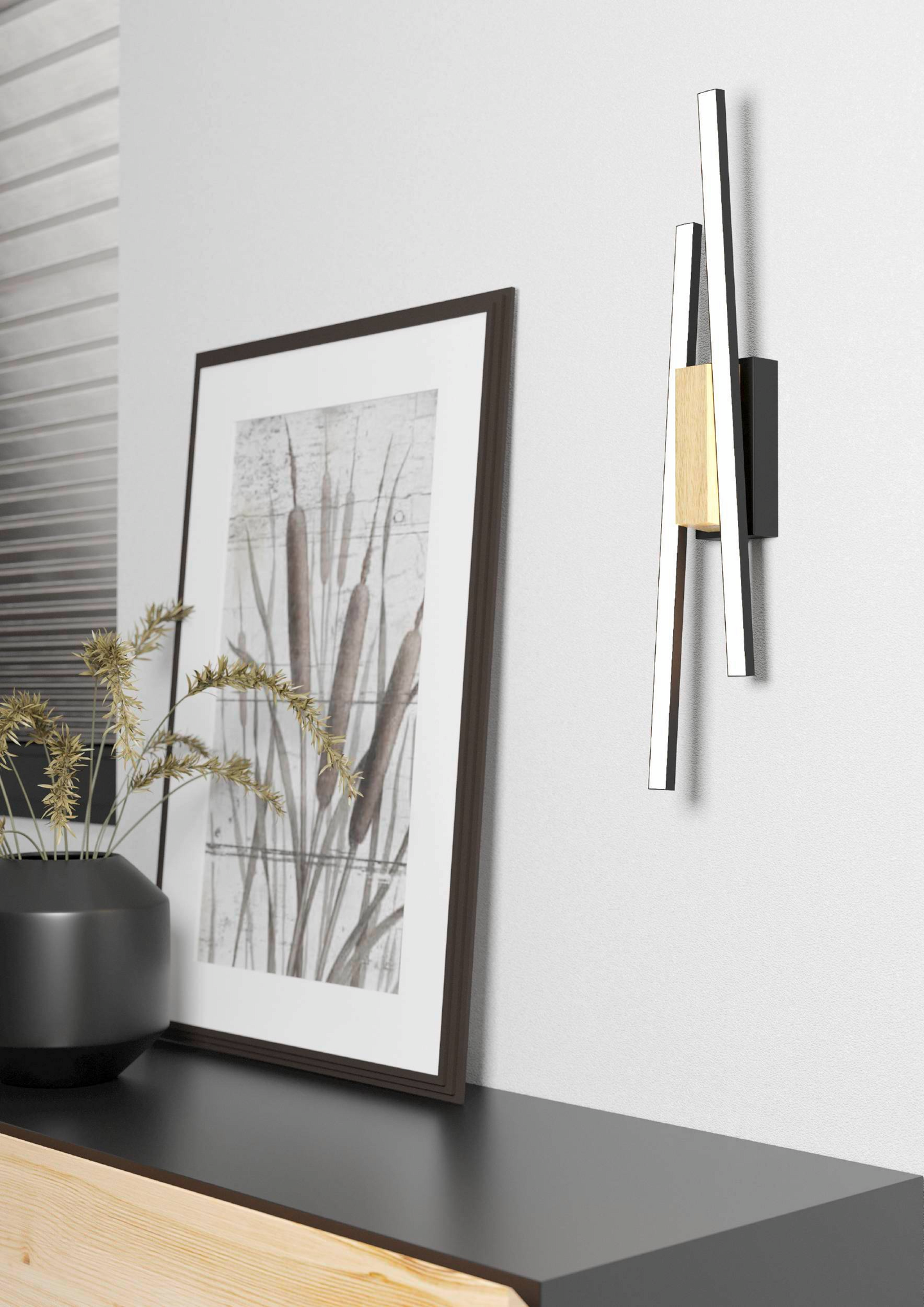 Seinävalaisin EGLO Panagria led 2x6,3W 7,5x54cm musta/puu