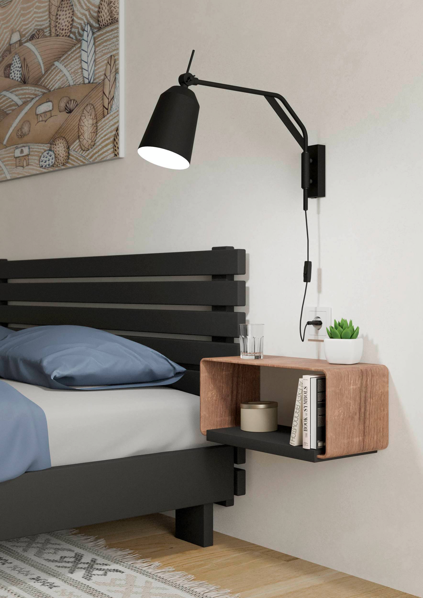 Seinävalaisin EGLO Loreto 40W 67x14x36,5cm musta/valkoinen